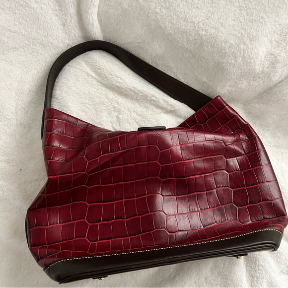 Red Dooney & Bourke Croco Leather Logo Lock Sack - Picture 5 of 10